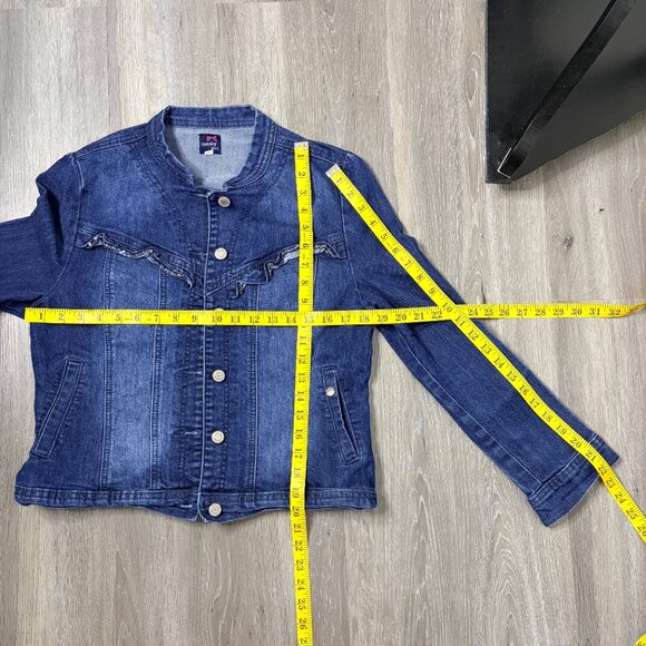 Tommy Hilfiger Tommy Girl Ruffle Denim Jacket Women’s M-L Jean Coat - Picture 8 of 11